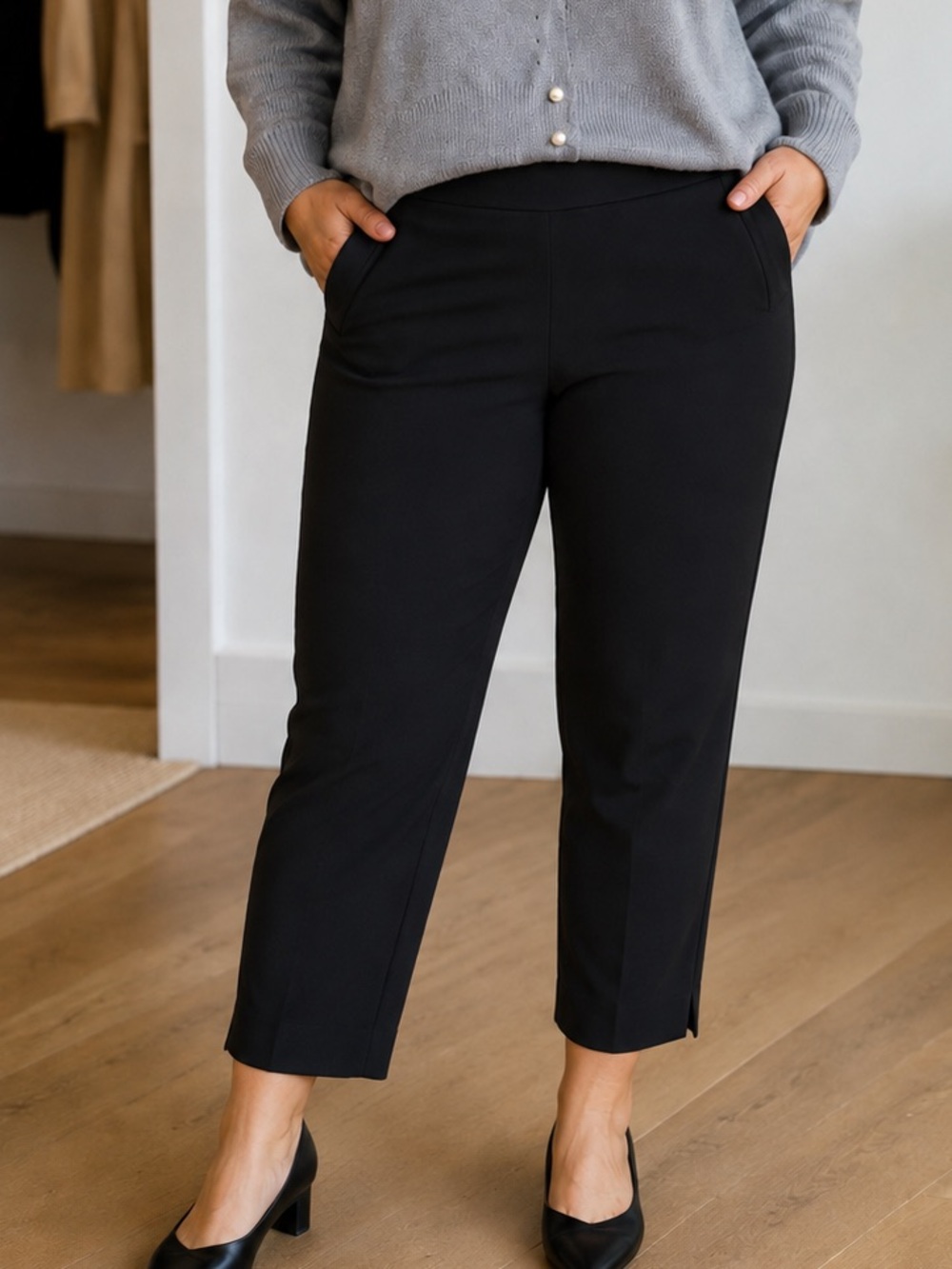 Lane Bryant Black Cropped Straight-Leg Dress Pants